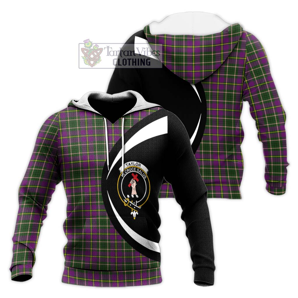 Taylor (Tailyour) Tartan Knitted Hoodie with Family Crest Circle Style Unisex Knitted Pullover Hoodie - Tartan Vibes Clothing