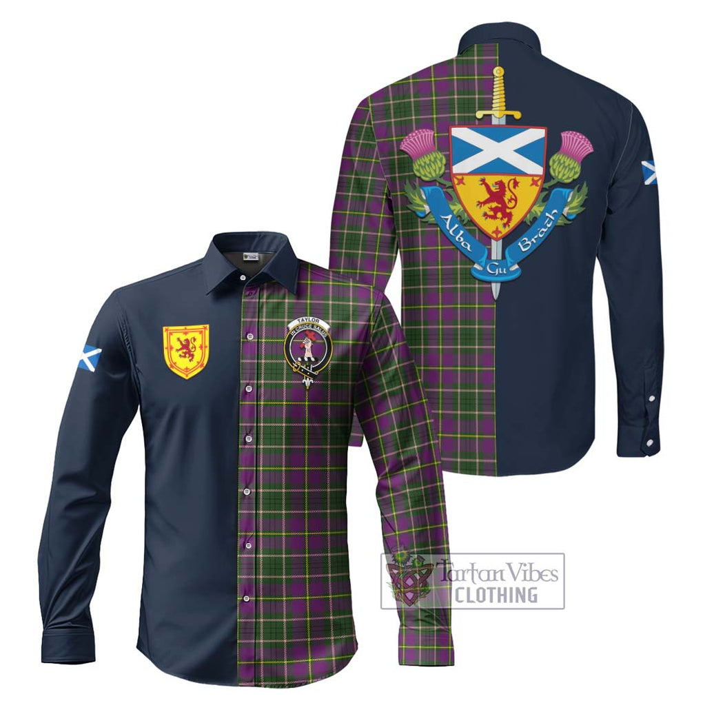 Tartan Vibes Clothing Taylor Tartan Long Sleeve Button Shirt with Scottish Lion Royal Arm Half Style