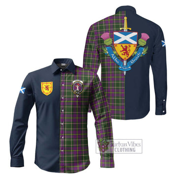 Taylor (Tailyour) Tartan Long Sleeve Button Shirt Alba with Scottish Lion Royal Arm Half Style
