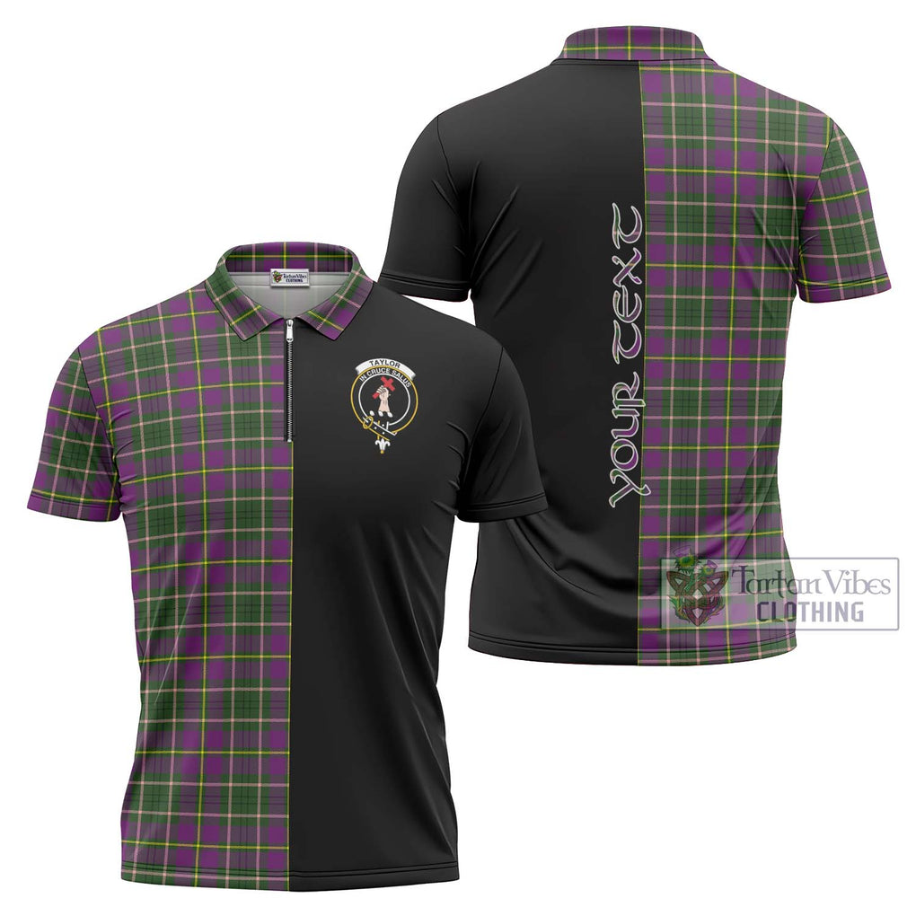 Taylor (Tailylour) Tartan Zipper Polo Shirt with Family Crest and Half Of Me Style Unisex - Tartanvibesclothing Shop