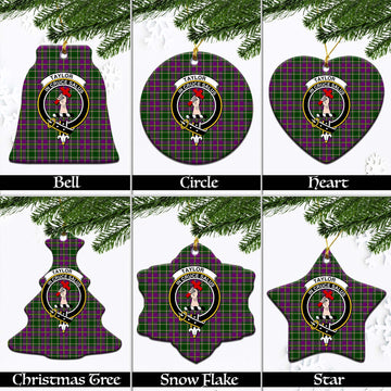 Taylor (Tailyour) Tartan Christmas Ceramic Ornaments with Family Crest