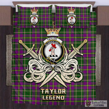 Taylor (Tailyour) Tartan Bedding Set with Clan Crest and the Golden Sword of Courageous Legacy