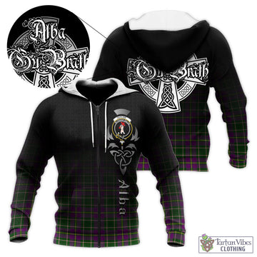Taylor Tartan Knitted Hoodie Featuring Alba Gu Brath Family Crest Celtic Inspired