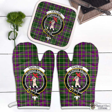 Taylor (Tailylour) Tartan Combo Oven Mitt & Pot-Holder with Family Crest Combo 1 Oven Mitt & 1 Pot-Holder White - Tartan Vibes Clothing