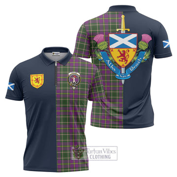 Taylor (Tailyour) Tartan Zipper Polo Shirt Alba with Scottish Lion Royal Arm Half Style