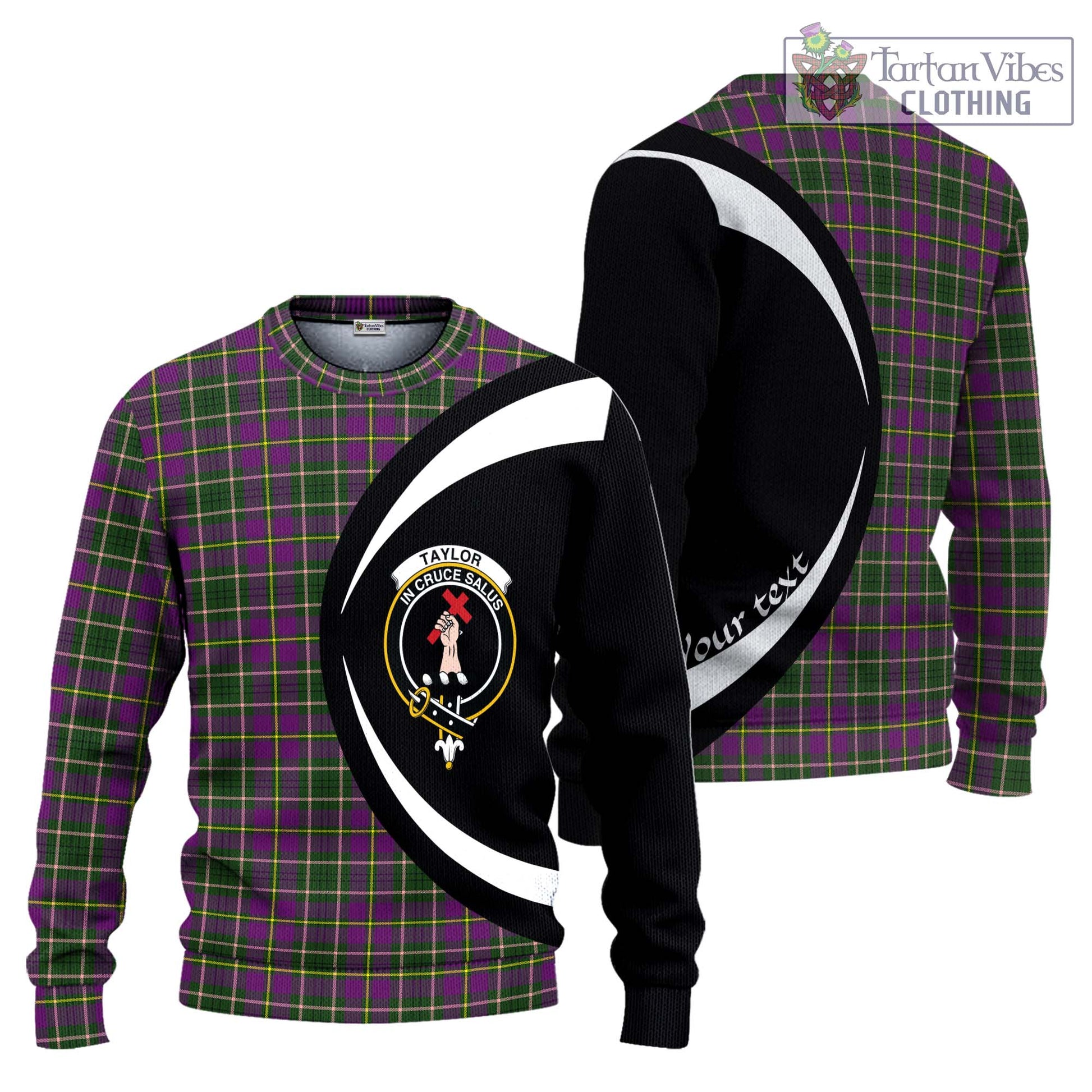 Taylor (Tailylour) Tartan Knitted Sweater with Family Crest Circle Style Unisex - Tartan Vibes Clothing