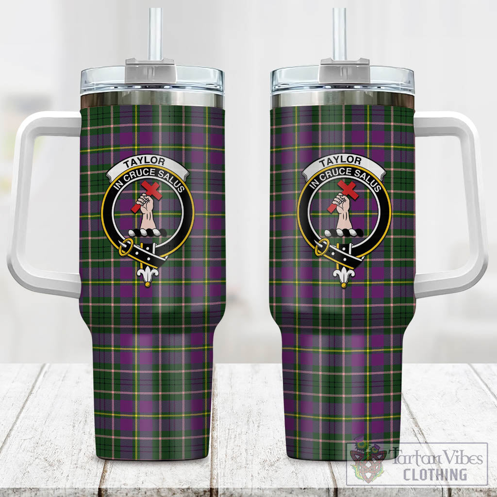 Tartan Vibes Clothing Taylor Tartan and Family Crest Tumbler with Handle