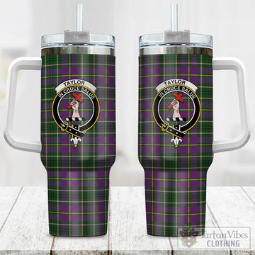 Taylor Tartan and Family Crest Tumbler with Handle