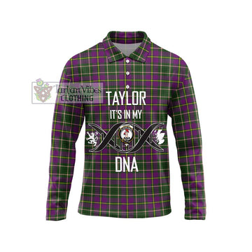 Taylor (Tailyour) Tartan Long Sleeve Polo Shirt with Family Crest DNA In Me Style