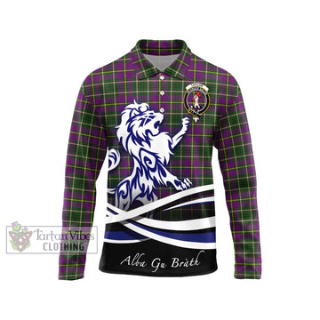 Taylor (Tailyour) Tartan Long Sleeve Polo Shirt with Alba Gu Brath Regal Lion Emblem