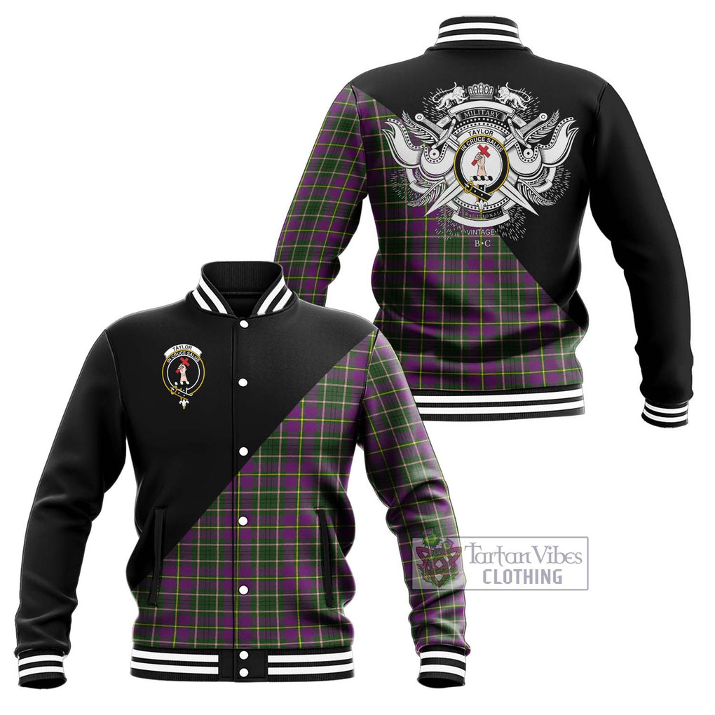 Taylor (Tailylour) Tartan Baseball Jacket with Family Crest and Military Logo Style Unisex - Tartanvibesclothing Shop
