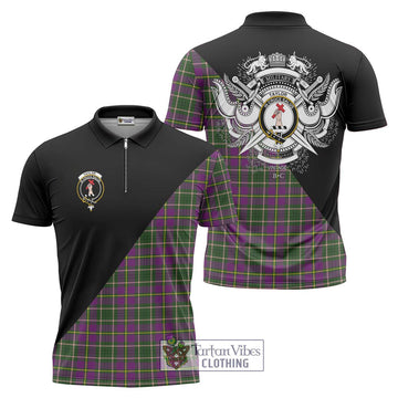 Taylor (Tailyour) Tartan Zipper Polo Shirt with Family Crest and Military Logo Style