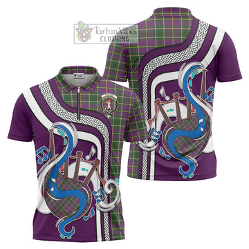 Taylor (Tailyour) Tartan Zipper Polo Shirt with Epic Bagpipe Style