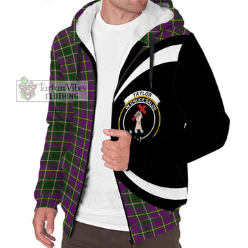 Taylor (Tailyour) Tartan Sherpa Hoodie with Family Crest Circle Style