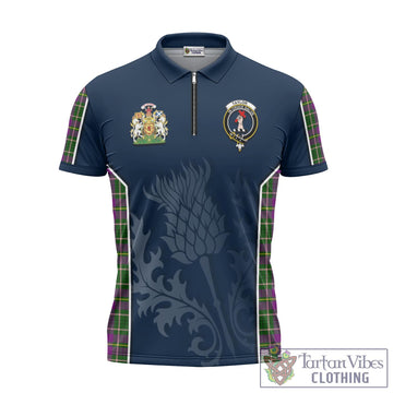 Taylor (Tailyour) Tartan Zipper Polo Shirt with Family Crest and Scottish Thistle Vibes Sport Style