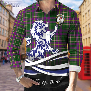 Taylor Tartan Long Sleeve Button Up Shirt with Alba Gu Brath Regal Lion Emblem