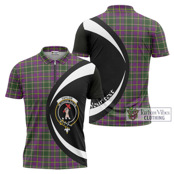 Taylor (Tailyour) Tartan Zipper Polo Shirt with Family Crest Circle Style