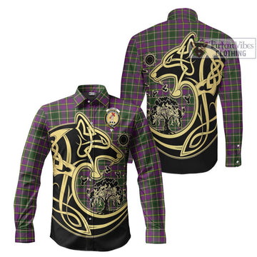 Taylor (Tailyour) Tartan Long Sleeve Button Shirt with Family Crest Celtic Wolf Style