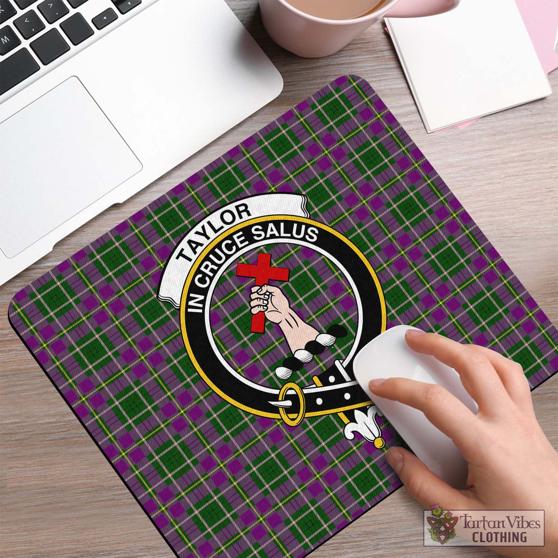 Tartan Vibes Clothing Taylor Tartan Mouse Pad with Family Crest