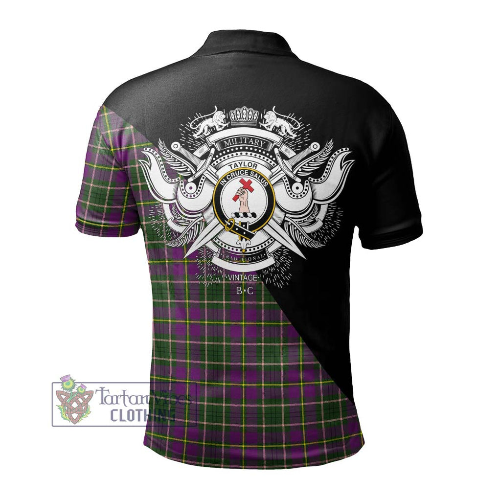 Taylor (Tailylour) Tartan Polo Shirt with Family Crest and Military Logo Style - Tartanvibesclothing Shop