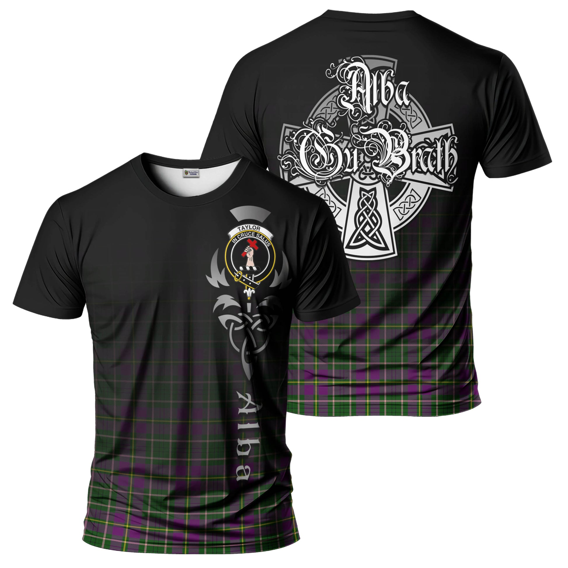 Tartan Vibes Clothing Taylor Tartan T-Shirt Featuring Alba Gu Brath Family Crest Celtic Inspired
