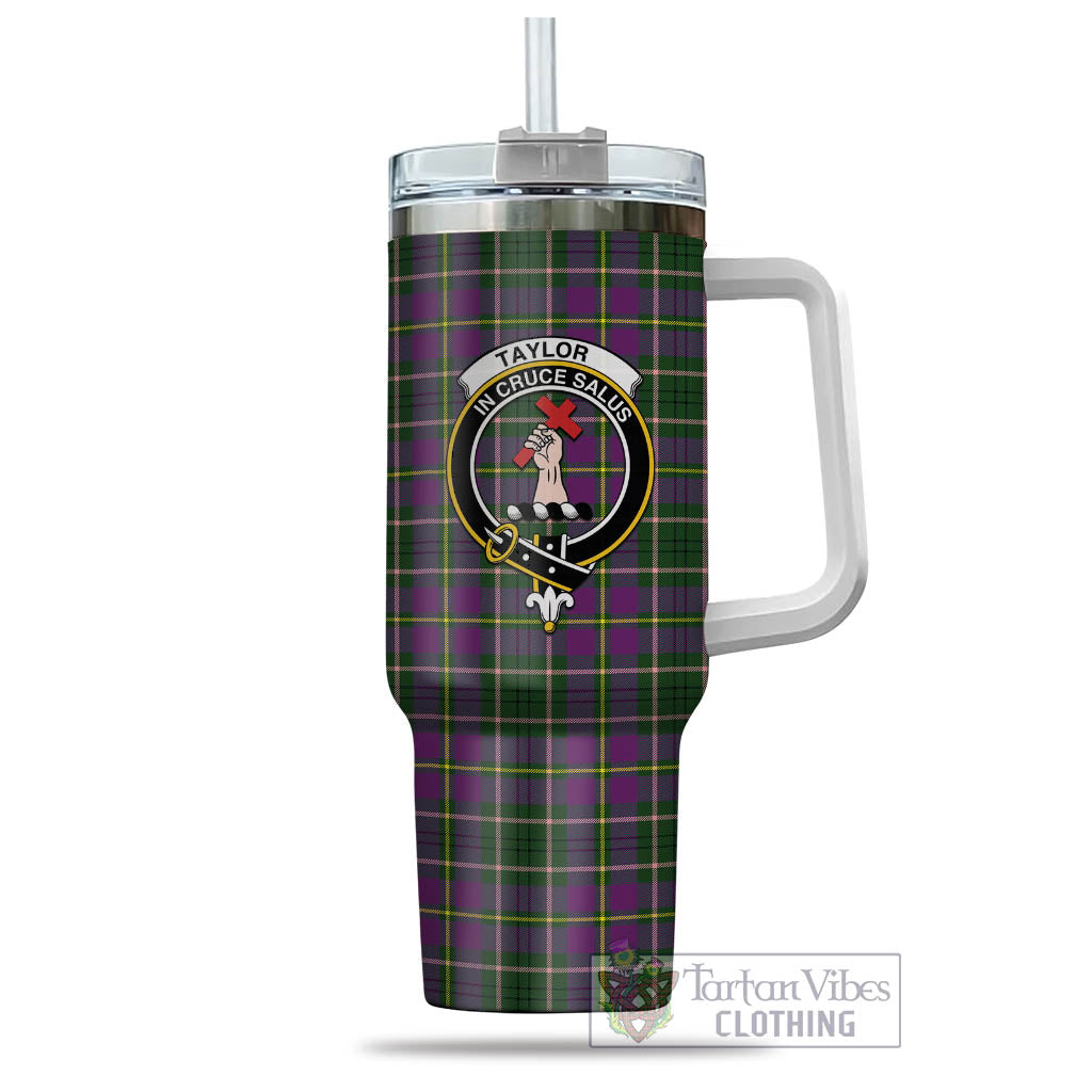 Tartan Vibes Clothing Taylor Tartan and Family Crest Tumbler with Handle