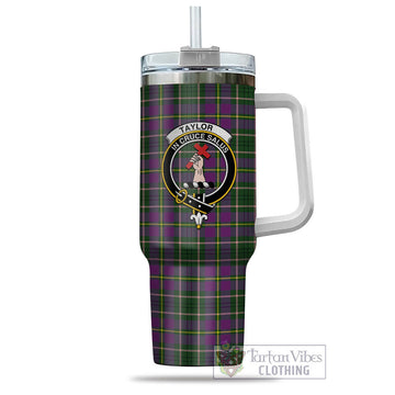Taylor Tartan and Family Crest Tumbler with Handle