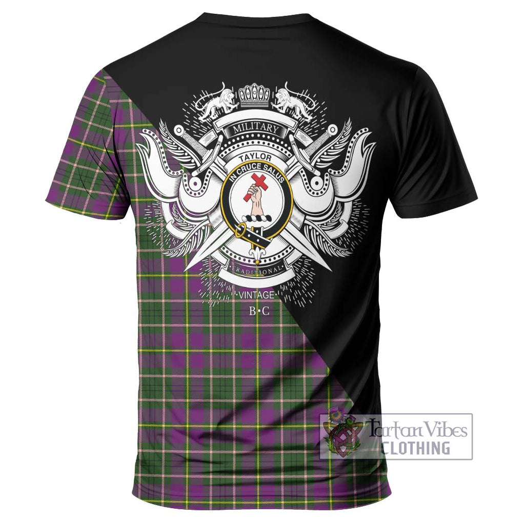 Taylor (Tailylour) Tartan T-Shirt with Family Crest and Military Logo Style - Tartanvibesclothing Shop