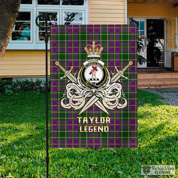Taylor (Tailyour) Tartan Garden Flag with Clan Crest and the Golden Sword of Courageous Legacy