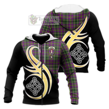 Taylor (Tailyour) Tartan Knitted Hoodie with Family Crest and Celtic Symbol Style