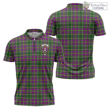Taylor (Tailyour) Tartan Zipper Polo Shirt with Family Crest