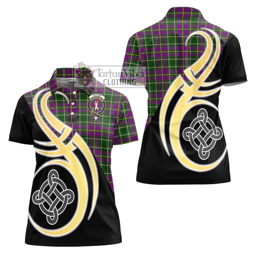 Taylor (Tailylour) Tartan Women's Polo Shirt with Family Crest and Celtic Symbol Style - Tartan Vibes Clothing