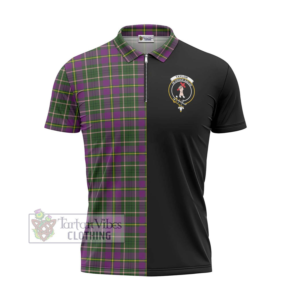 Taylor (Tailylour) Tartan Zipper Polo Shirt with Family Crest and Half Of Me Style - Tartanvibesclothing Shop