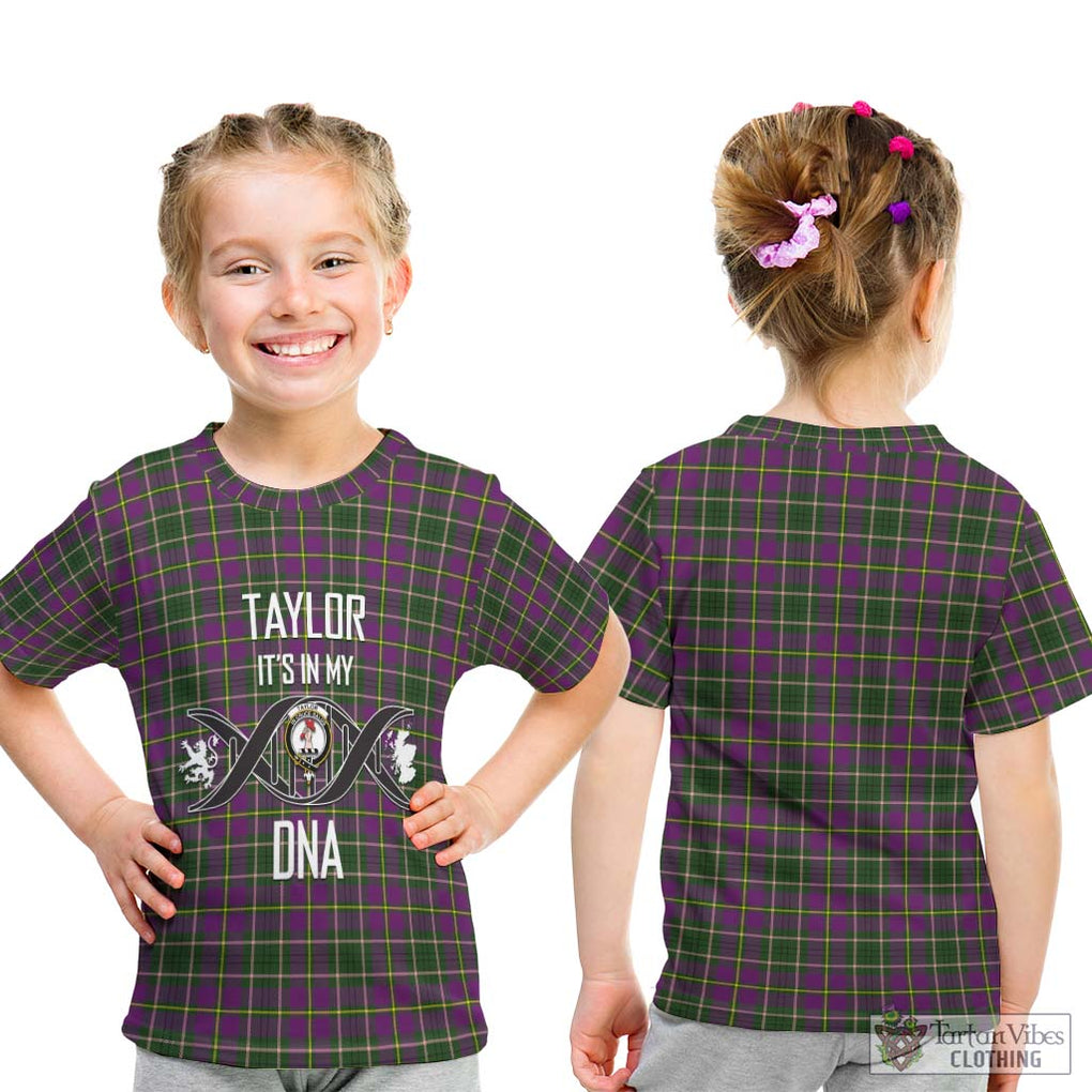 Taylor (Tailylour) Tartan Kid T-Shirt with Family Crest DNA In Me Style - Tartanvibesclothing Shop
