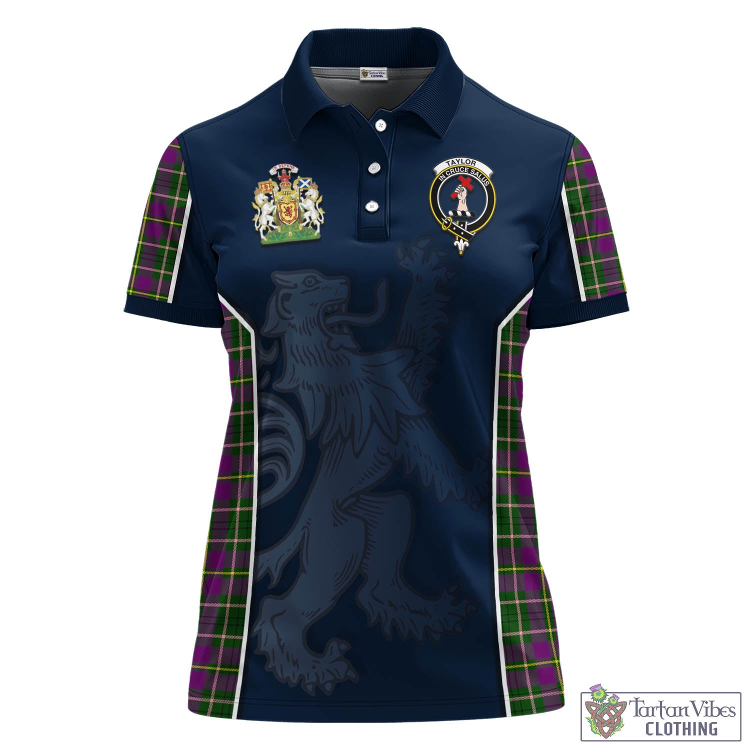 Taylor (Tailylour) Tartan Women's Polo Shirt with Family Crest and Lion Rampant Vibes Sport Style - Tartan Vibes Clothing