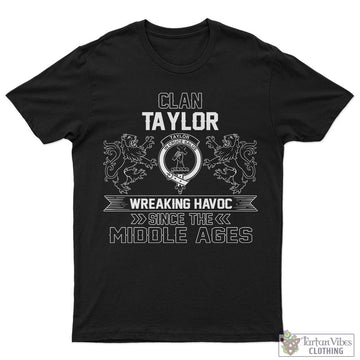 Taylor (Tailyour) Family Crest 2D Cotton Men's T-Shirt Wreaking Havoc Style