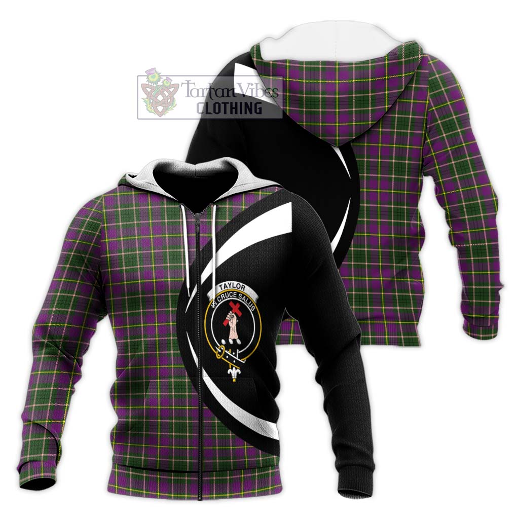 Taylor (Tailyour) Tartan Knitted Hoodie with Family Crest Circle Style Unisex Knitted Zip Hoodie - Tartan Vibes Clothing