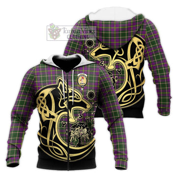 Taylor (Tailyour) Tartan Knitted Hoodie with Family Crest Celtic Wolf Style