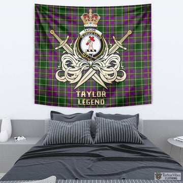 Taylor (Tailyour) Tartan Tapestry with Clan Crest and the Golden Sword of Courageous Legacy