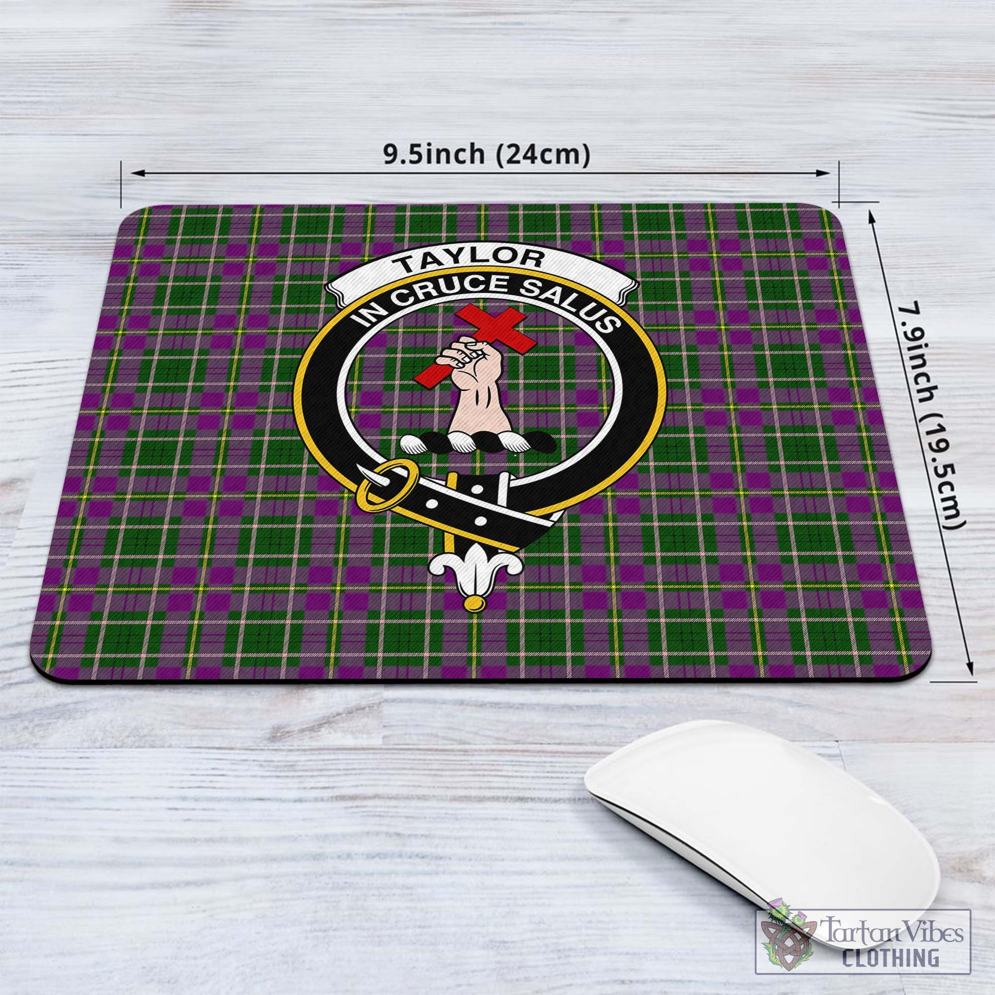 Tartan Vibes Clothing Taylor Tartan Mouse Pad with Family Crest