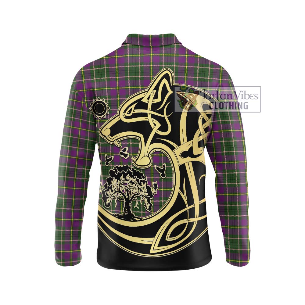 Taylor (Tailylour) Tartan Long Sleeve Polo Shirt with Family Crest Celtic Wolf Style - Tartanvibesclothing Shop