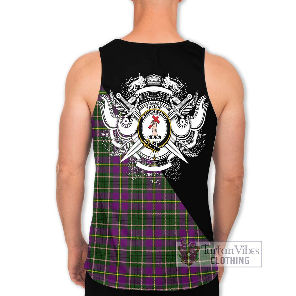 Taylor (Tailylour) Tartan Men's Tank Top with Family Crest and Military Logo Style - Tartanvibesclothing Shop