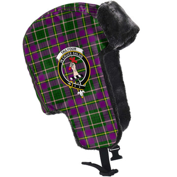 Taylor (Tailyour) Tartan Winter Trapper Hat with Family Crest