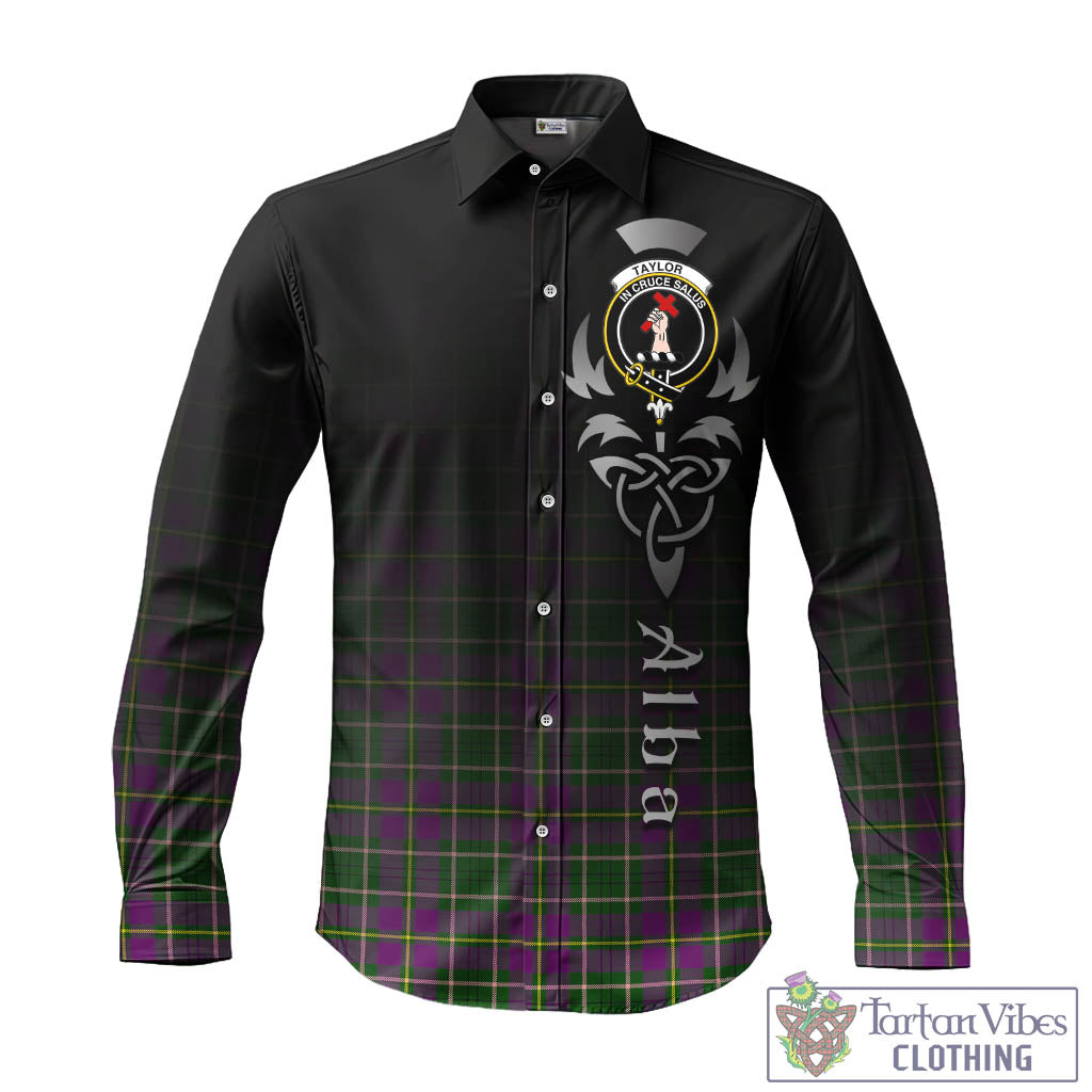 Tartan Vibes Clothing Taylor Tartan Long Sleeve Button Up Featuring Alba Gu Brath Family Crest Celtic Inspired