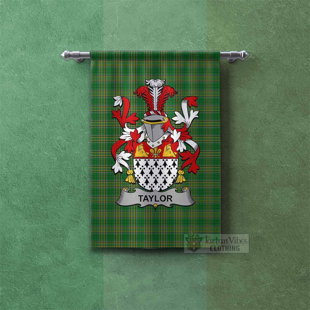 Tartan Vibes Clothing Taylor Irish Clan Tartan Gonfalon, Tartan Banner with Coat of Arms
