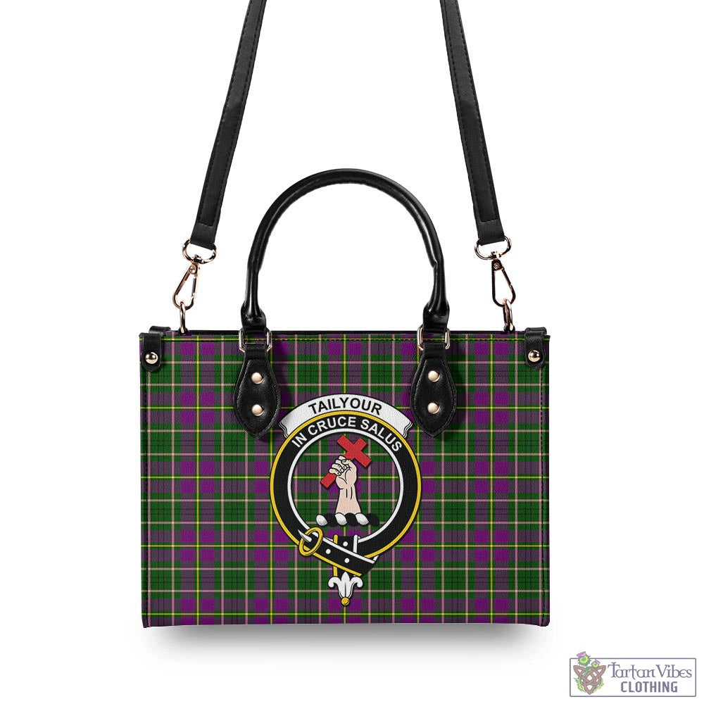 Tartan Vibes Clothing Taylor Tartan Luxury Leather Handbags with Family Crest