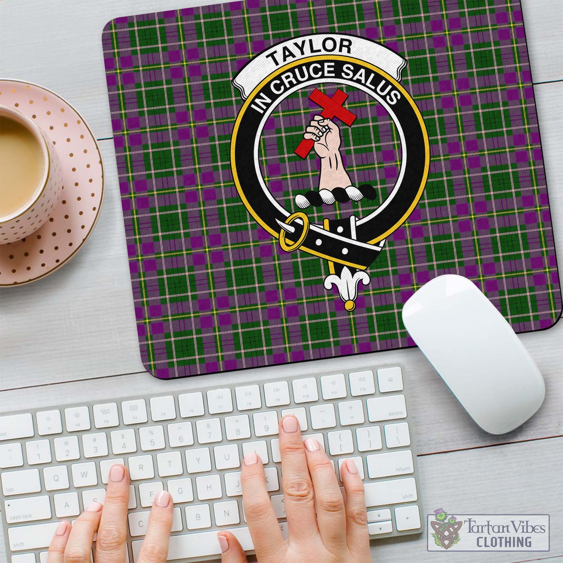 Tartan Vibes Clothing Taylor Tartan Mouse Pad with Family Crest