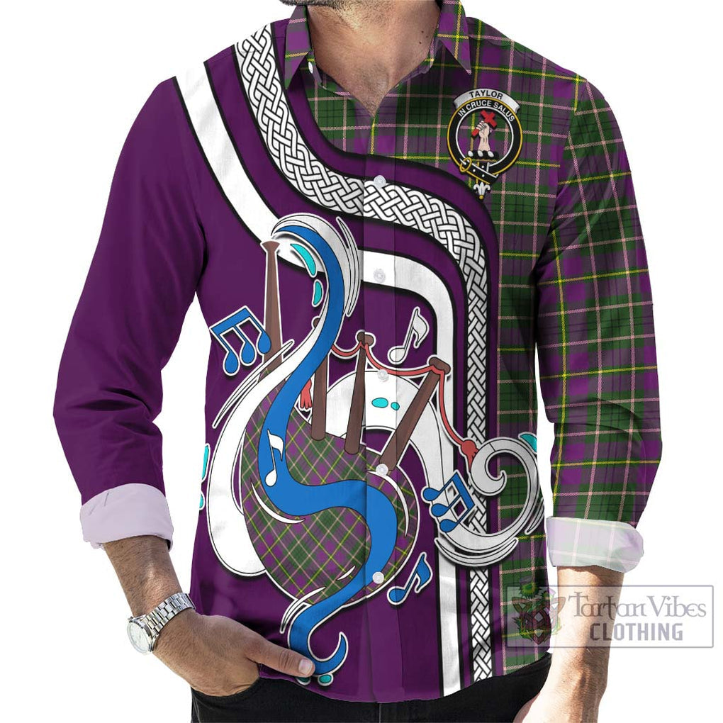 Taylor (Tailylour) Tartan Long Sleeve Button Shirt with Epic Bagpipe Style - Tartanvibesclothing Shop