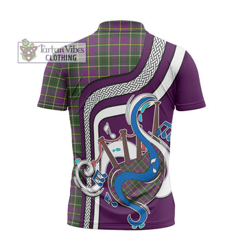 Taylor (Tailyour) Tartan Zipper Polo Shirt with Epic Bagpipe Style