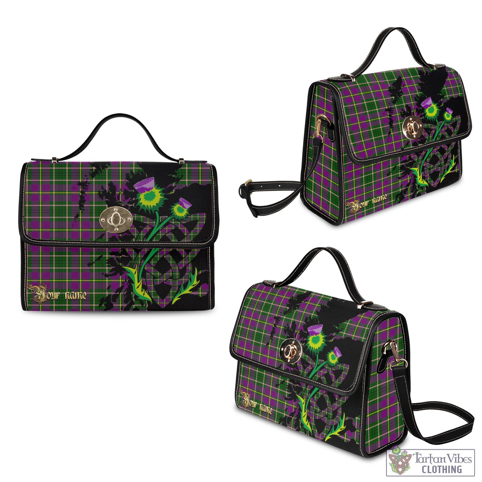 Tartan Vibes Clothing Taylor Tartan Waterproof Canvas Bag with Scotland Map and Thistle Celtic Accents